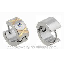 Hombre de acero inoxidable cúbicos Zirconia CZ aro pendientes HE-007